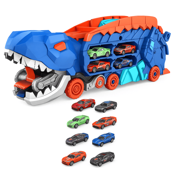 Caminhão Dinossauro 2 em 1 com Pista e Carrinhos